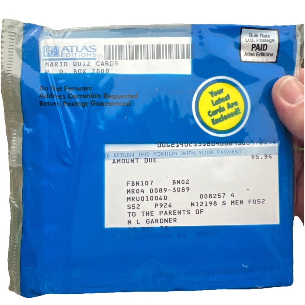 Vintage 1995 Mario Quiz Cards By Atlas Editions Sealed‎ Trivia One Set In Mailer
